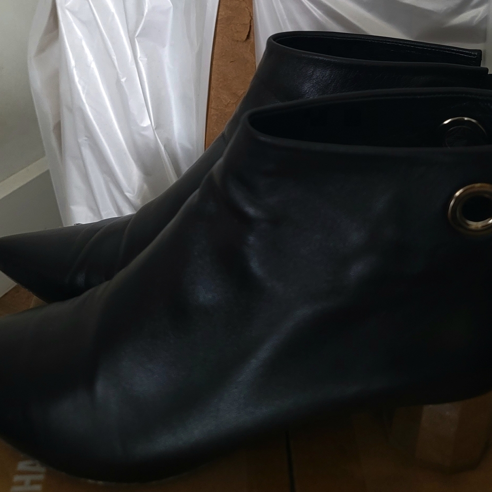 Proenza Schouler Black Ankle Boots with Grommet Detail